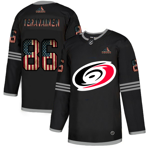 Carolina Hurricanes #86 Teuvo Teravainen Adidas Men Black USA Flag Limited NHL Jersey
